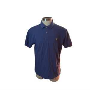 Polo Ralph Lauren Men Smoky Blue Yellow Pony Short Sleeve Polo Shirt Sz Large